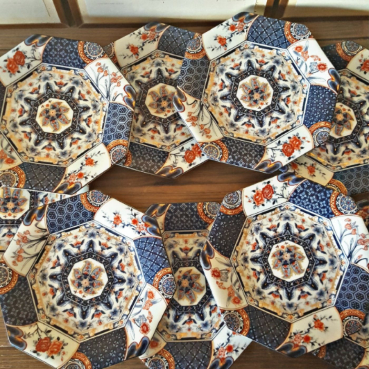 Assiettes à dessert octogonales japonaises en porcelaine (8+1 offerte)