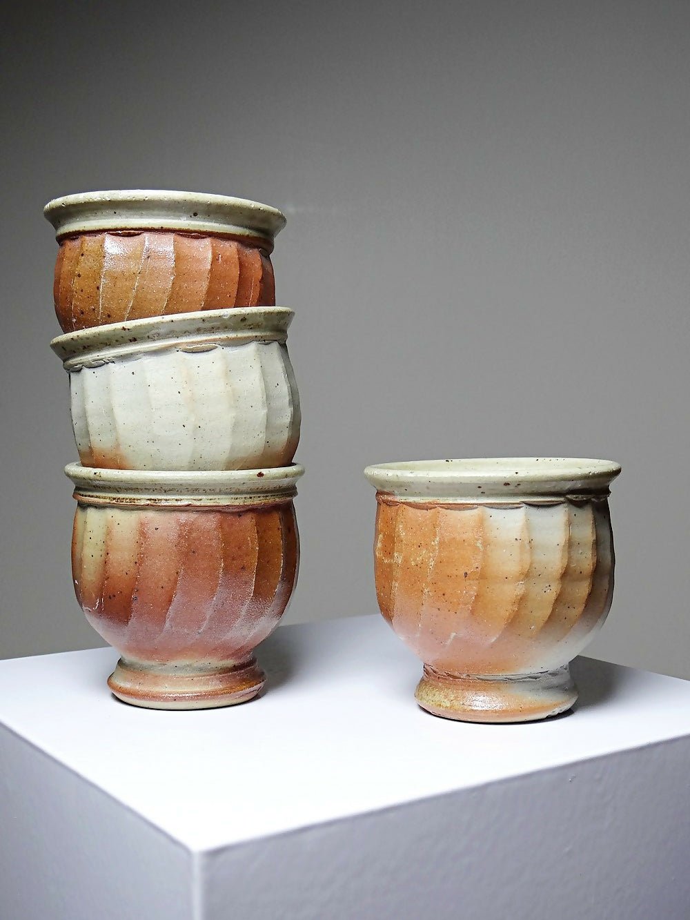 4 Tasses à thé grès style Japonais estampillés vintages - Ethic Atelier