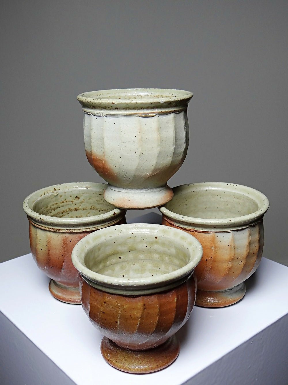 4 Tasses à thé grès style Japonais estampillés vintages - Ethic Atelier