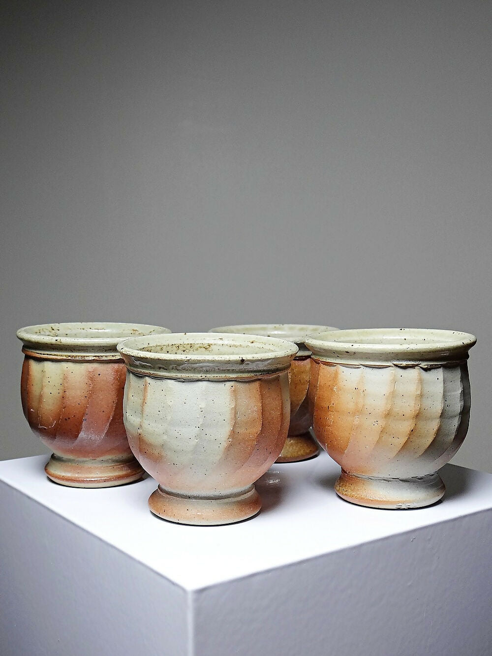 4 Tasses à thé grès style Japonais estampillés vintages - Ethic Atelier
