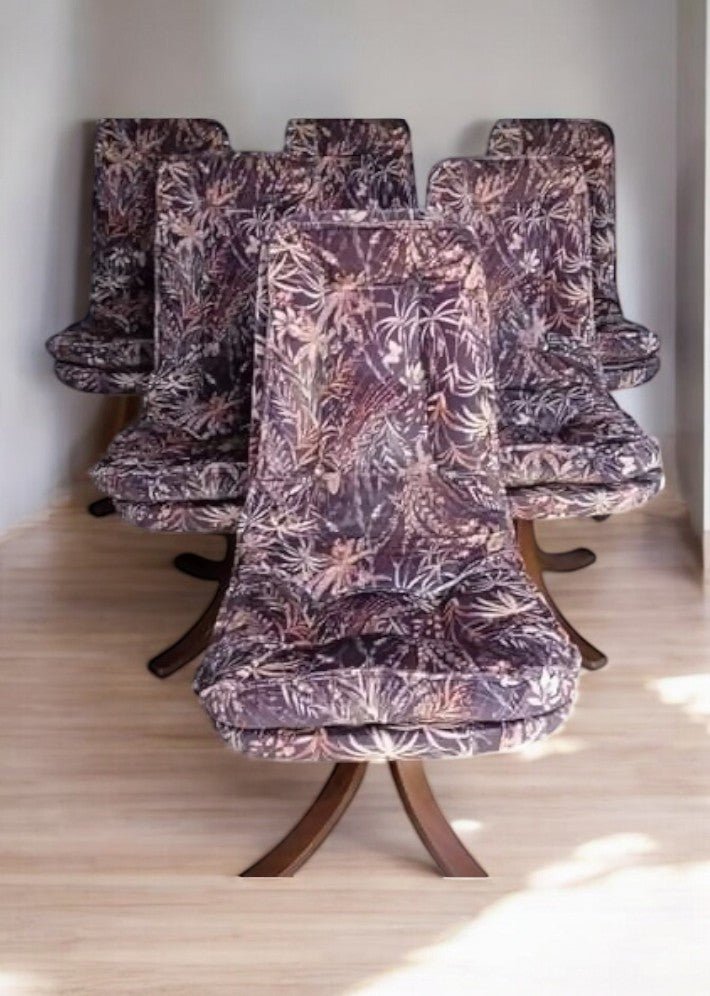 6 chaises pivotantes en velours de soie, datant des années 1960 - Ethic Atelier