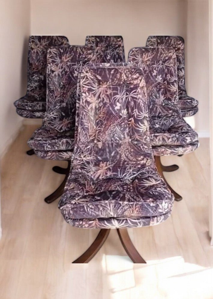 6 chaises pivotantes en velours de soie, datant des années 1960 - Ethic Atelier