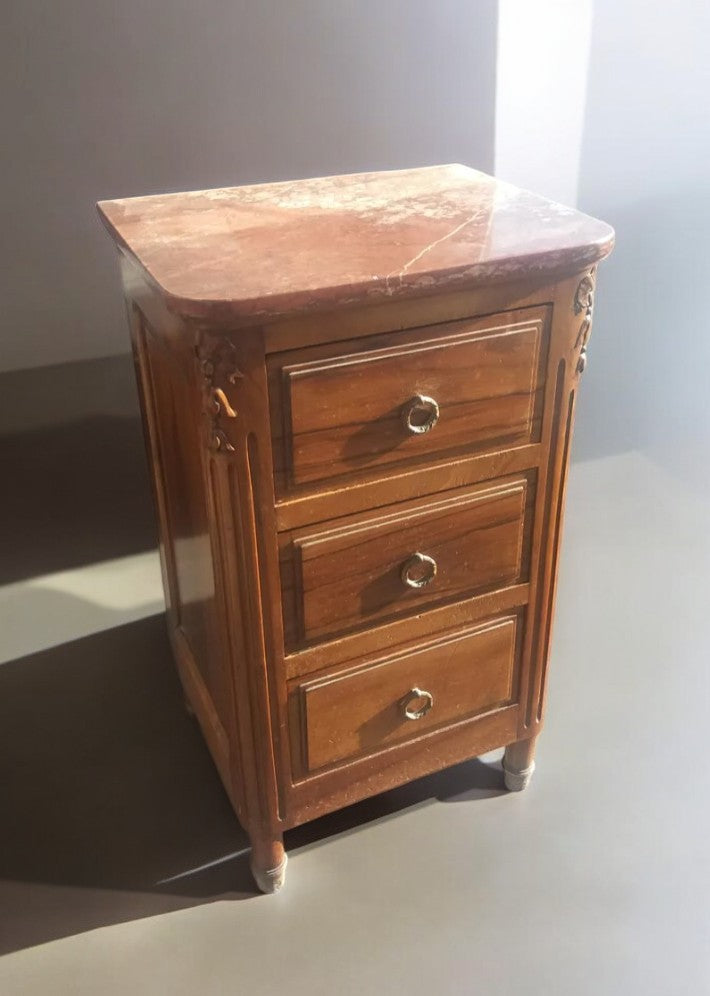Coiffeuse Art Déco en Noyer et Marbre Rouge du Languedoc
