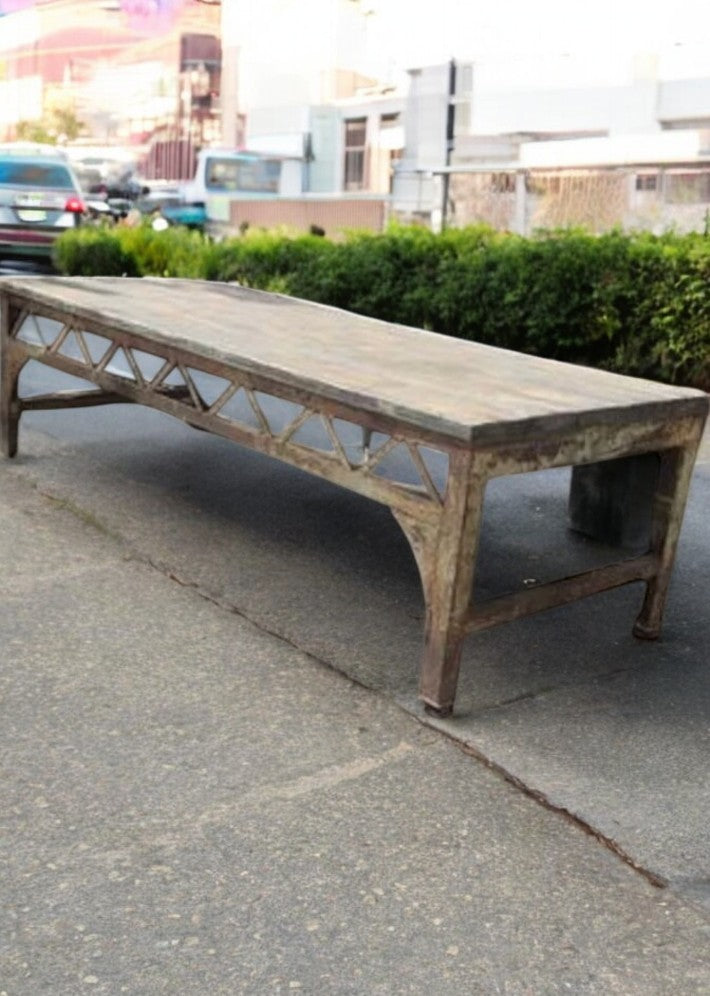 Table Établi en Acier et Bois – Vers 1900
