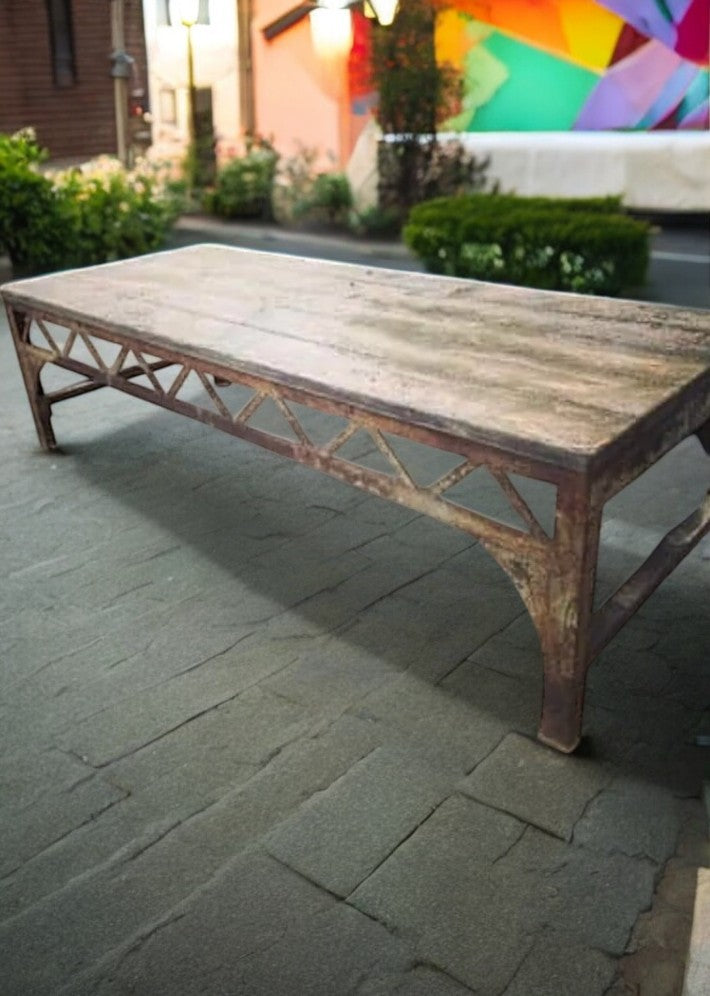 Table Établi en Acier et Bois – Vers 1900