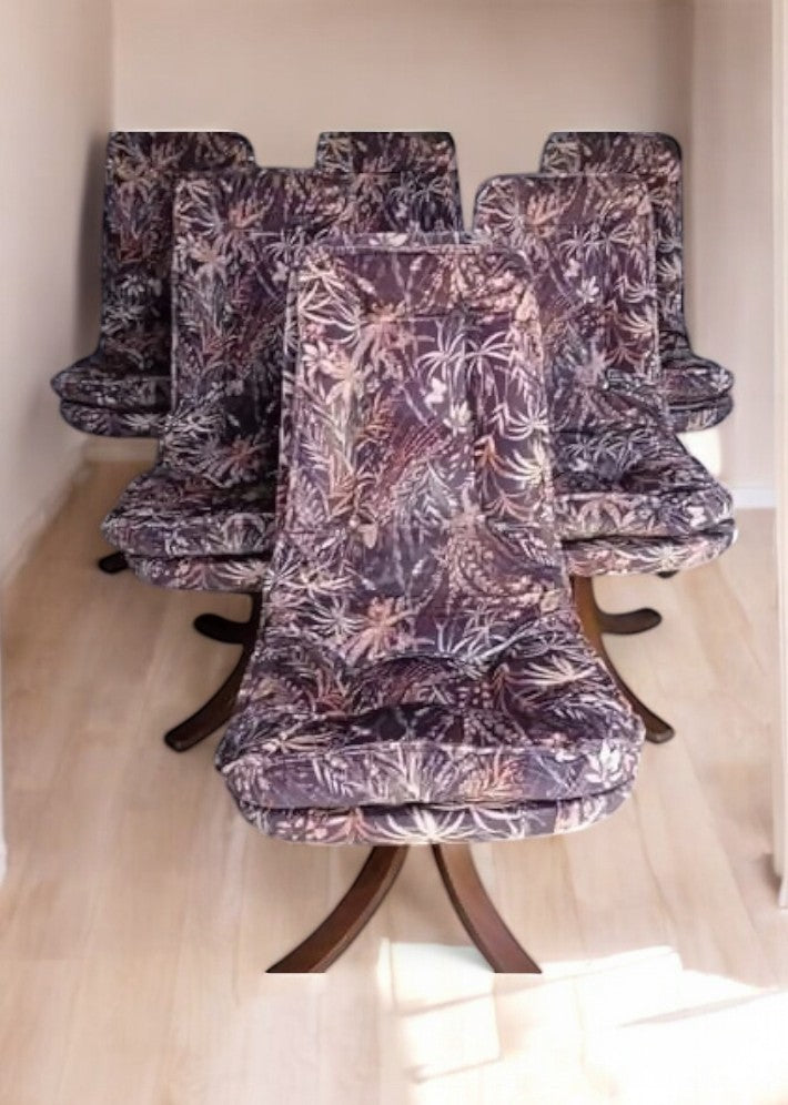 6 chaises pivotantes en velours de soie, datant des années 1960