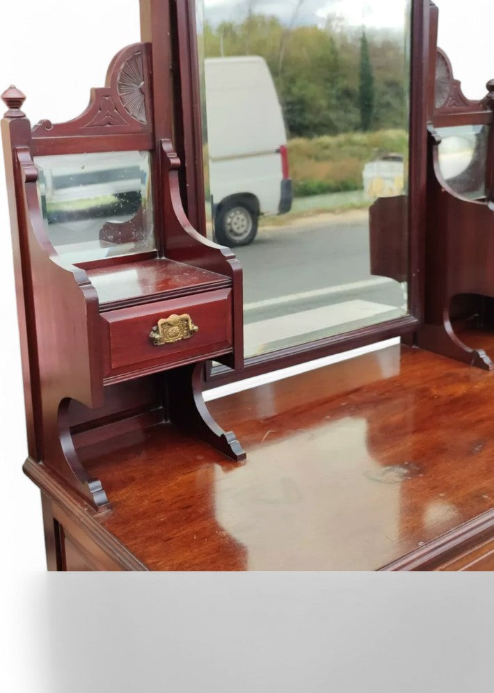 Commode Coiffeuse Anglaise Classique en Acajou Massif