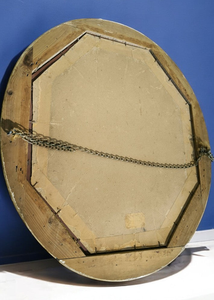 Miroir ovale doré à la feuille vers 1850