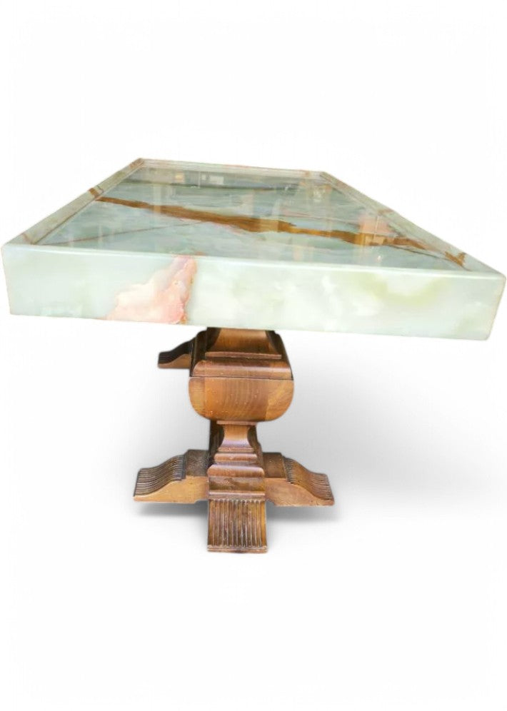 Table Basse Art Déco en Onyx et Noyer