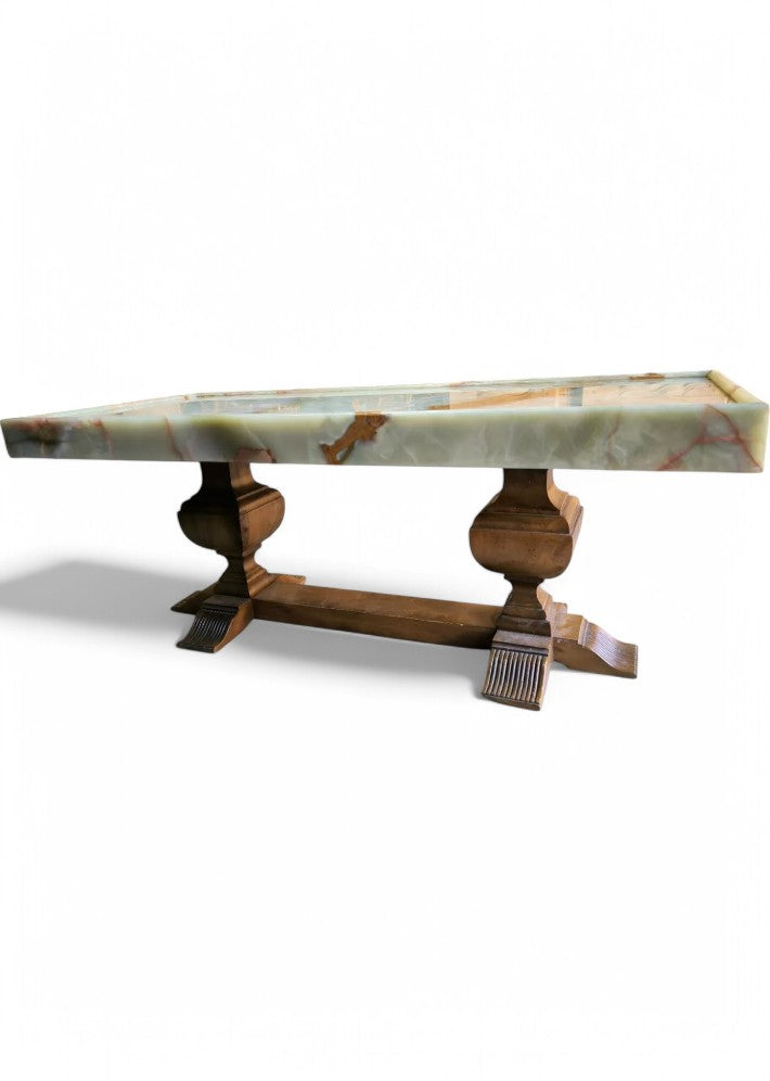 Table Basse Art Déco en Onyx et Noyer