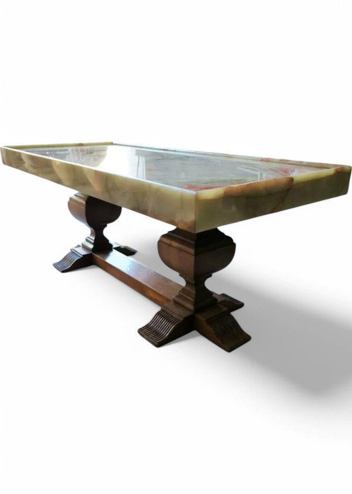 Table Basse Art Déco en Onyx et Noyer