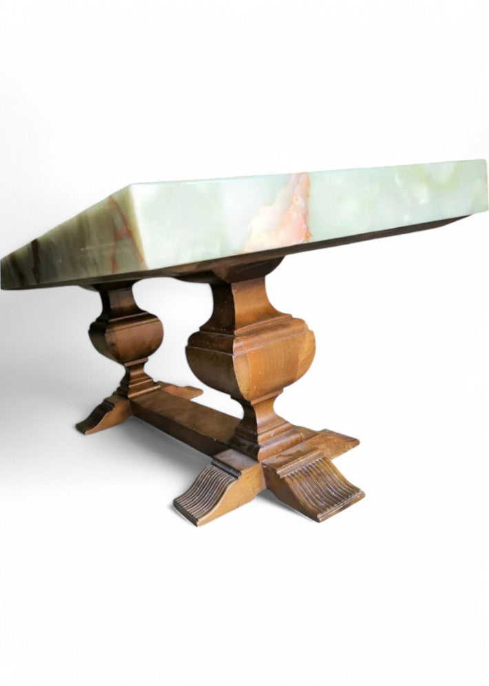 Table Basse Art Déco en Onyx et Noyer