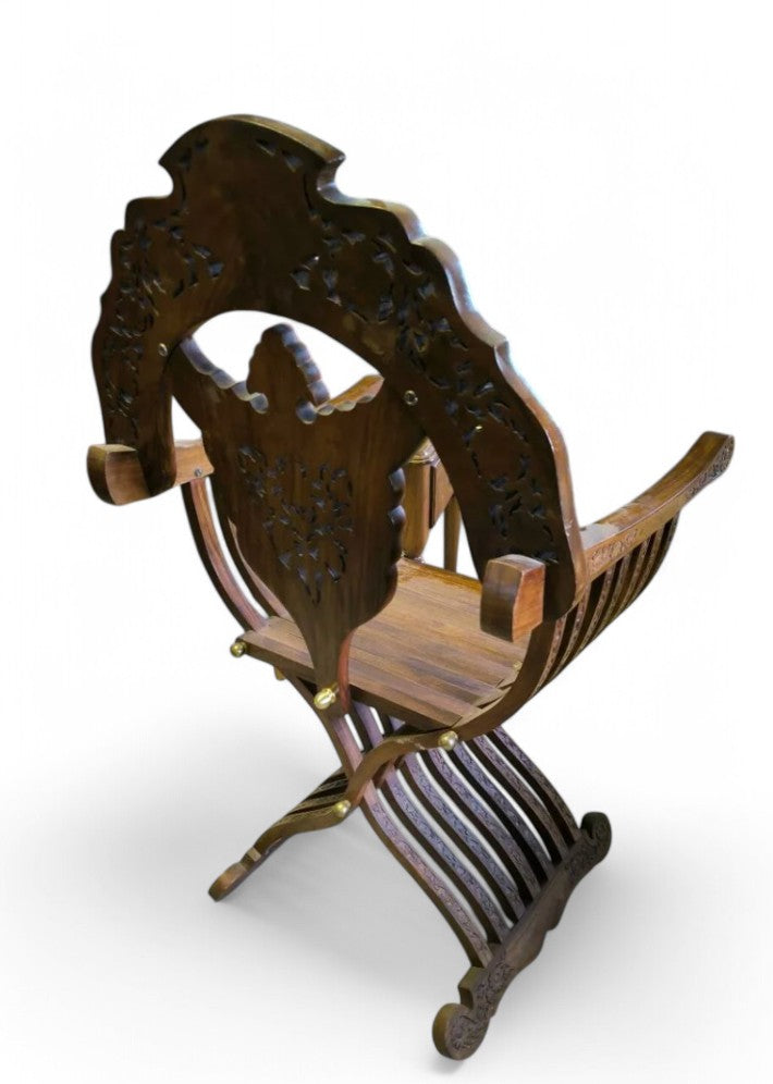 Paire de Fauteuils Curule en Teck Massif