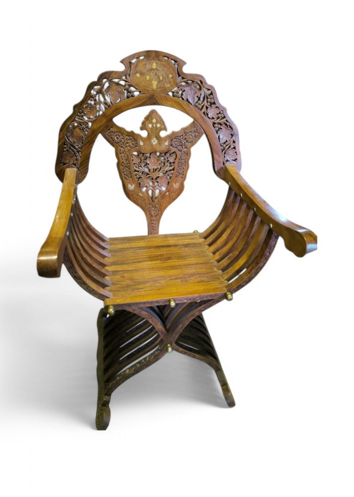 Paire de Fauteuils Curule en Teck Massif