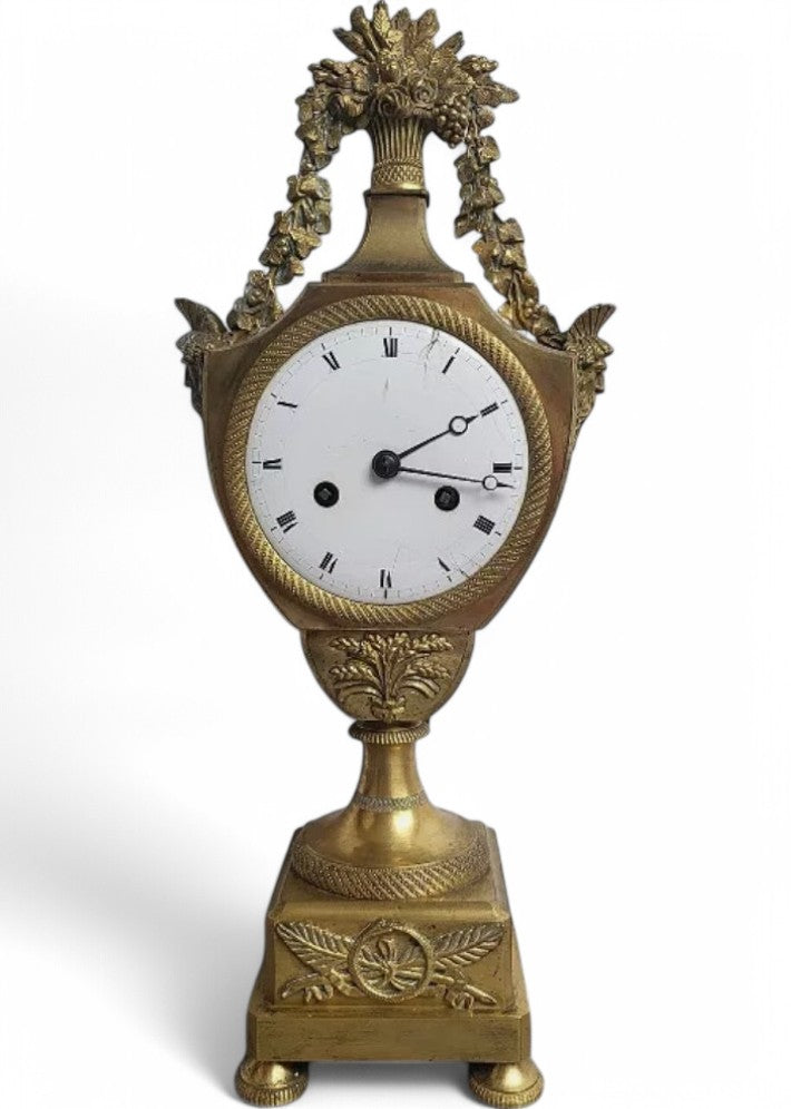 Magnifique Horloge Pendule Empire en Bronze Doré