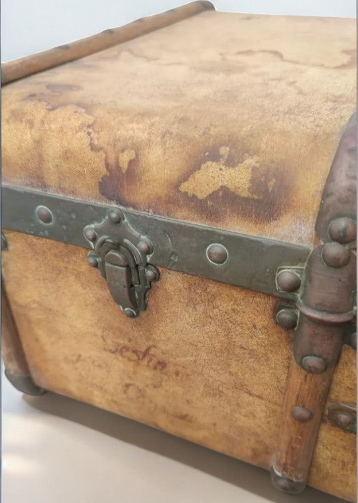 Malle de Voyage en Pécari (porc sauvage), Bois et Cuivre – Vers 1880