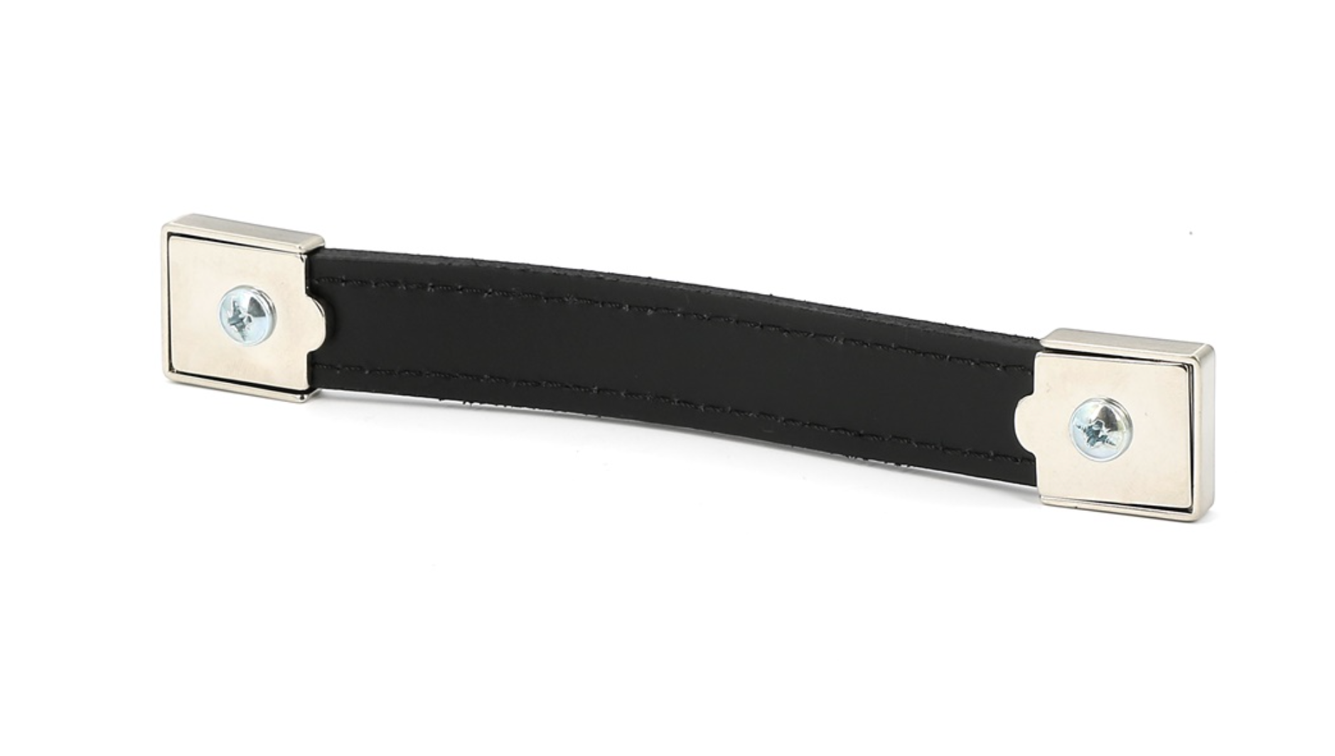 Poignée Cuir Noir / Attaches Nickelées