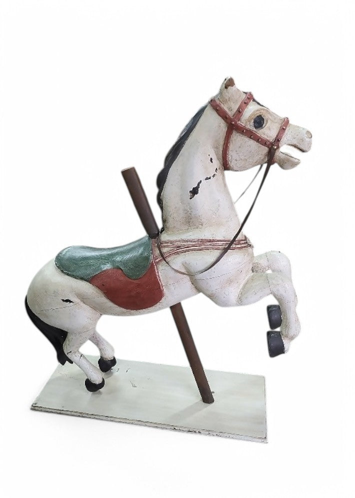 Ancien Cheval de Manège en Bois de Carrousel