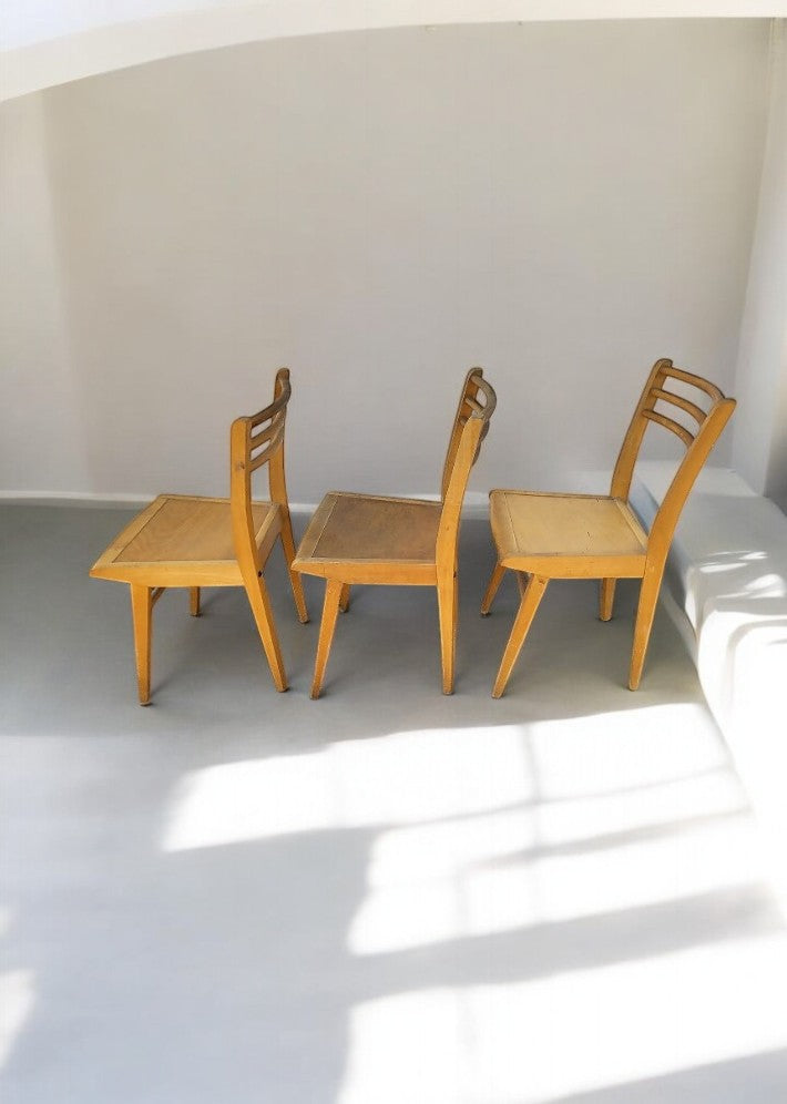 Série de 3 chaises de bistrot 1950