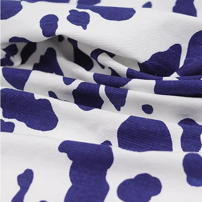 Tissu Denim Écologique Motifs Animaliers Blue