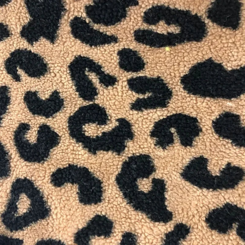 Tissu Jacquard en laine d'agneau imprimé léopard