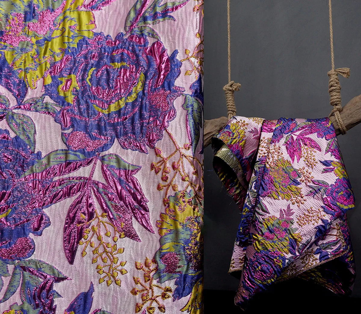 Tissu Jacquard Brocart "Élégance Naturelle"