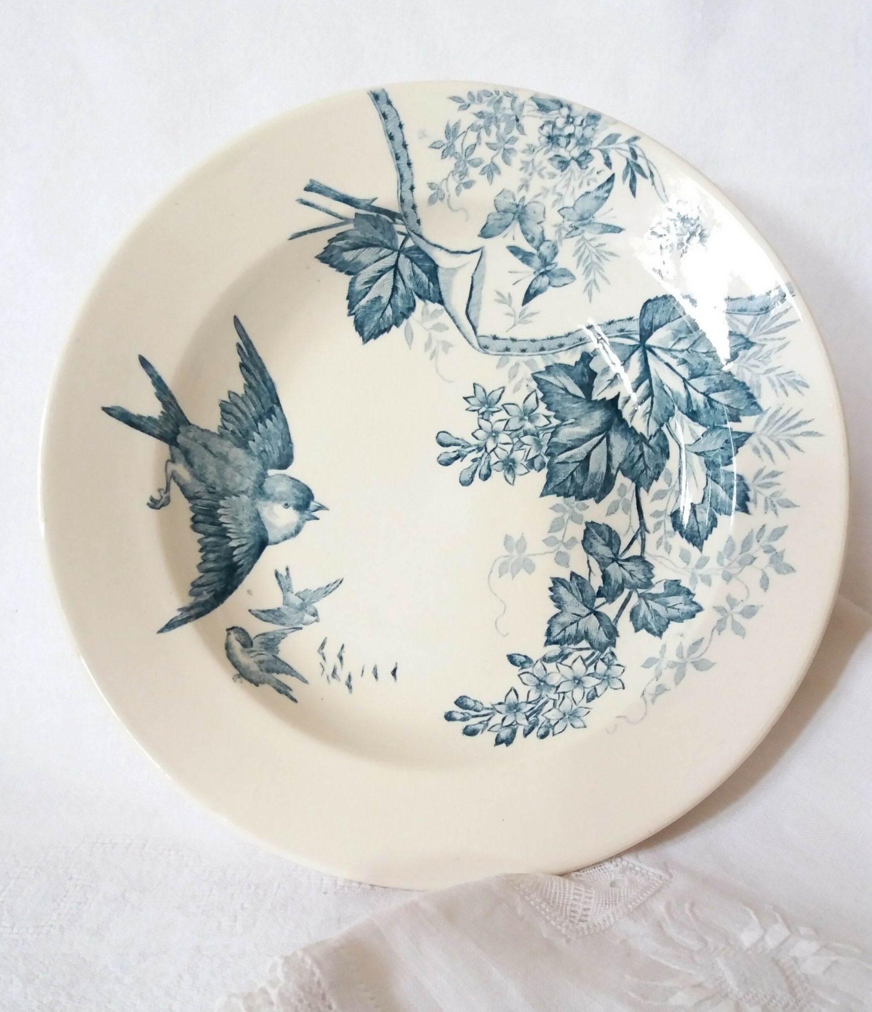 Assiette creuse "oiseaux" terre de fer Fin XIXe - Ethic Atelier