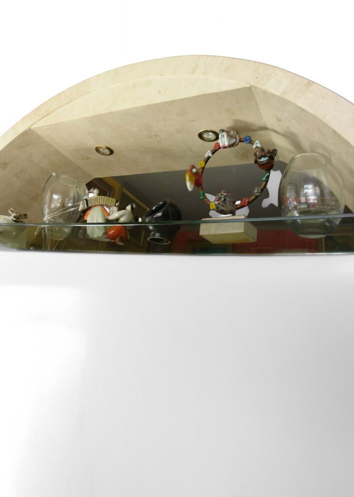 Bibliothèque sphérique éclairante recouverte de travertin vers 1970 - Ethic Atelier