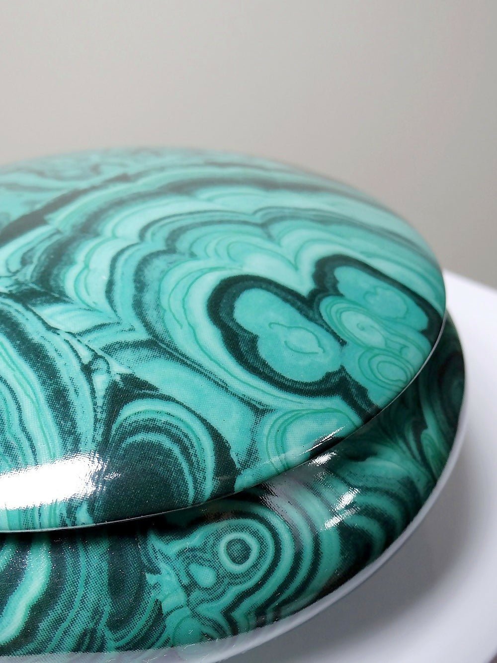 Boite à bijoux/bonbonnière porcelaine Limoges Apilco Deshoulière façon Malachite - Ethic Atelier
