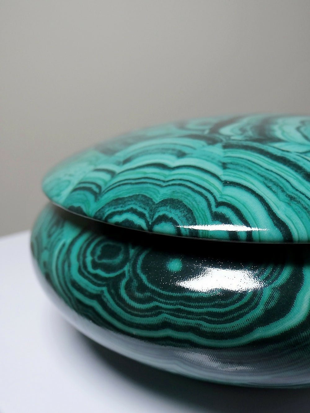 Boite à bijoux/bonbonnière porcelaine Limoges Apilco Deshoulière façon Malachite - Ethic Atelier