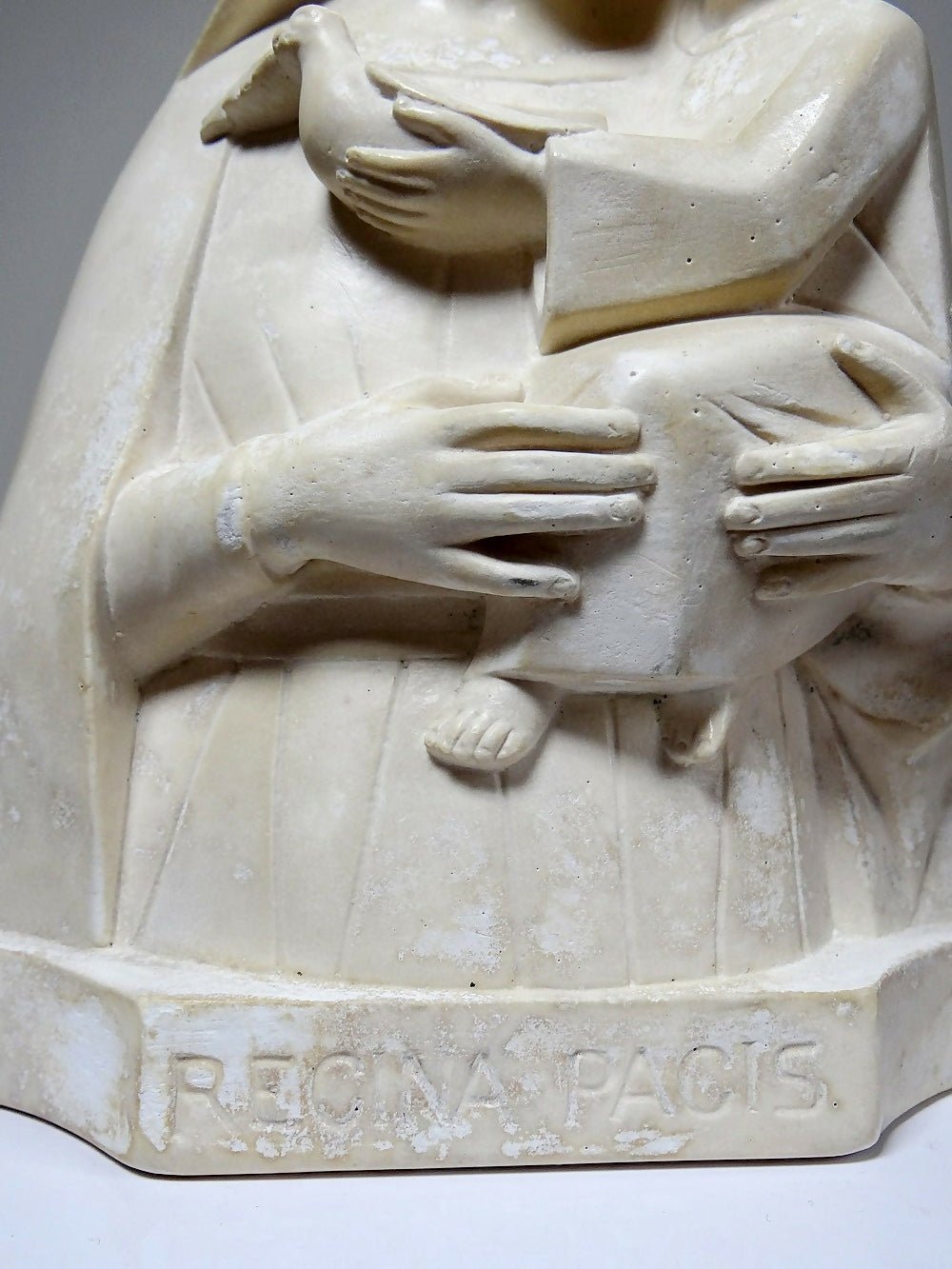 Buste Vierge à l'enfant plâtre ciré ancien style art déco PP Déposé - Ethic Atelier