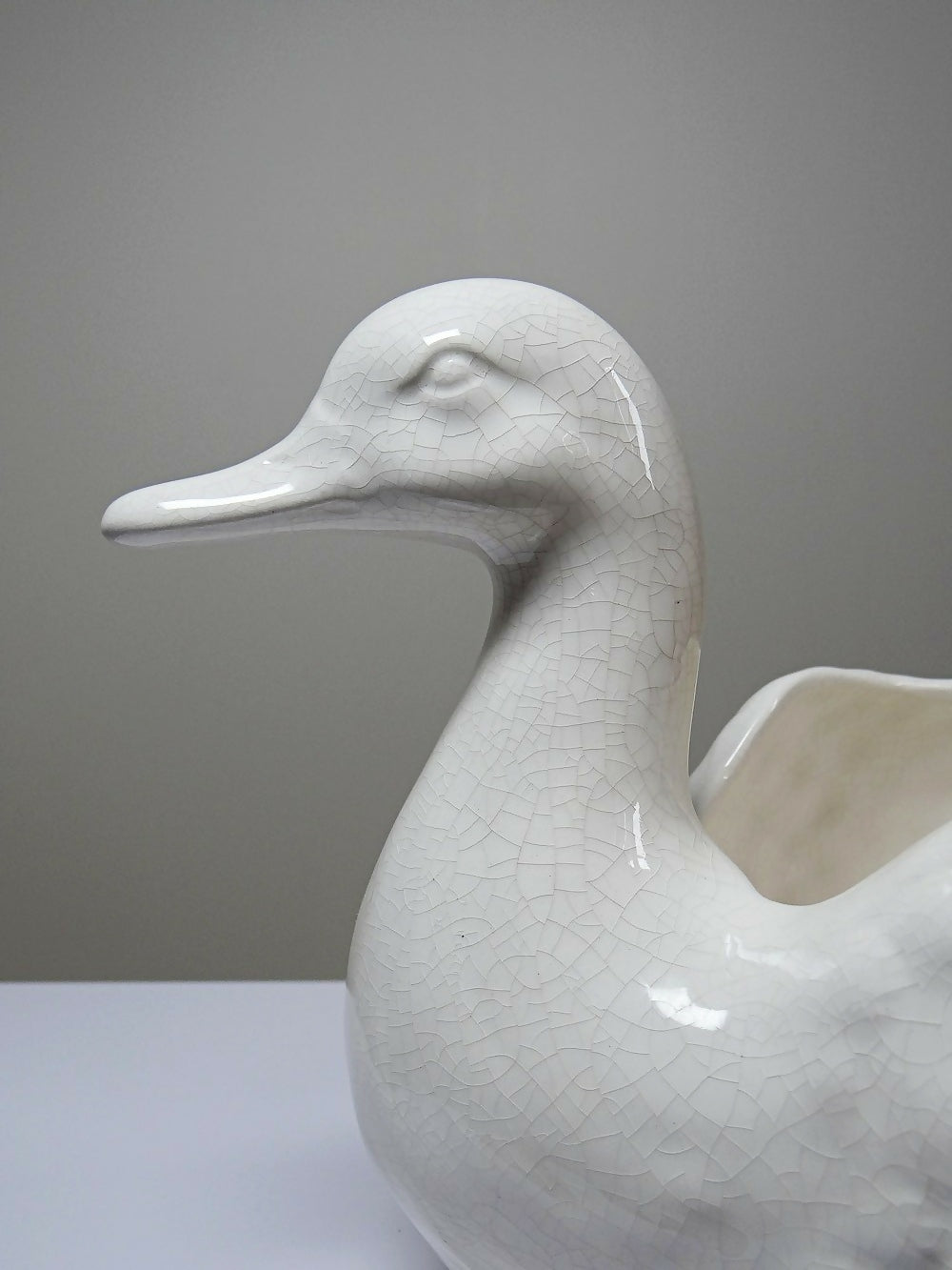 Cache pot/Coupe canard en faïence craquelée beige vintage - Ethic Atelier