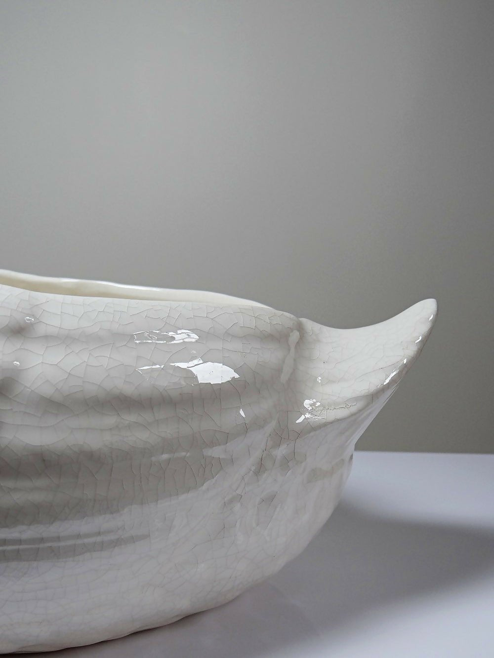 Cache pot/Coupe canard en faïence craquelée beige vintage - Ethic Atelier