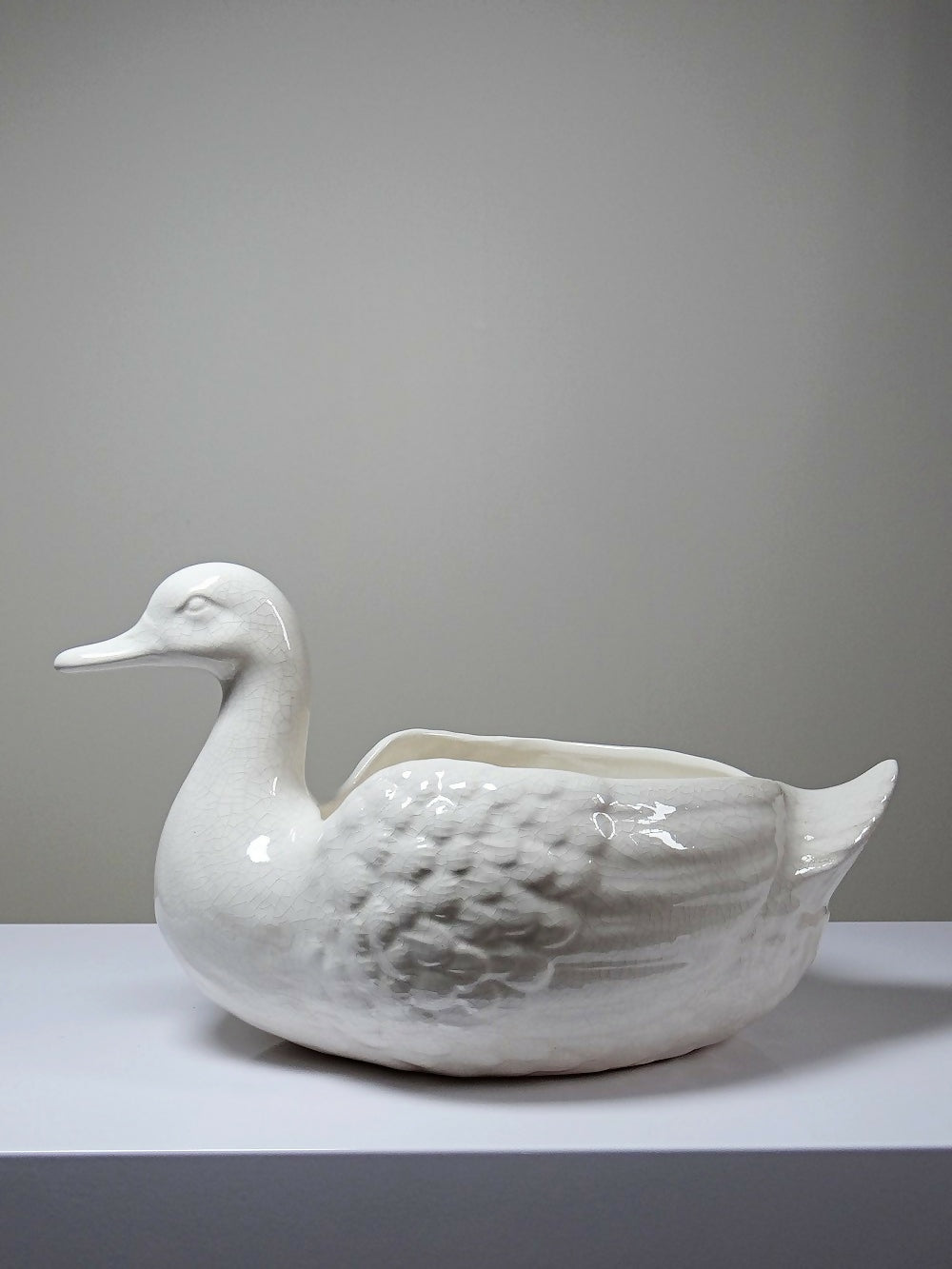 Cache pot/Coupe canard en faïence craquelée beige vintage - Ethic Atelier