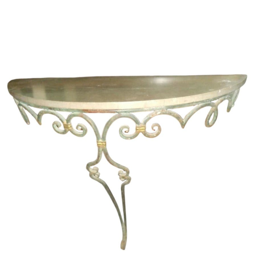 Console 1930 en fer forgé et marbre brégine - Ethic Atelier