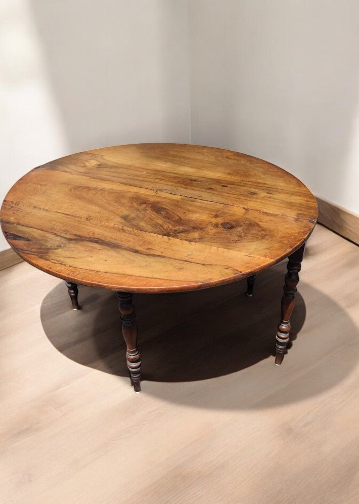 Console Demi - Lune en Noyer Massif Époque Louis - Philippe – Vers 1840 - Ethic Atelier