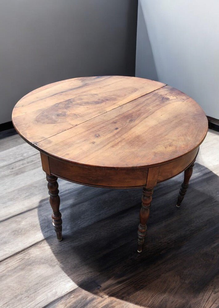 Console Demi - Lune en Noyer Massif Époque Louis - Philippe – Vers 1840 - Ethic Atelier