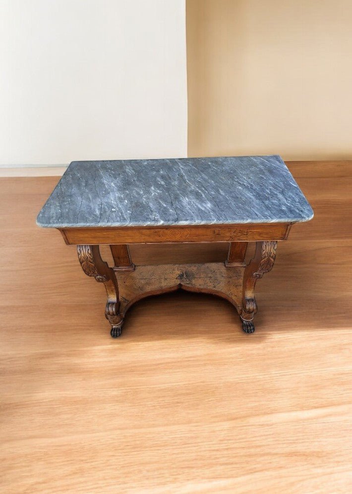 Console Restauration en Noyer avec Plateau en Marbre XIX ème siecle - Ethic Atelier