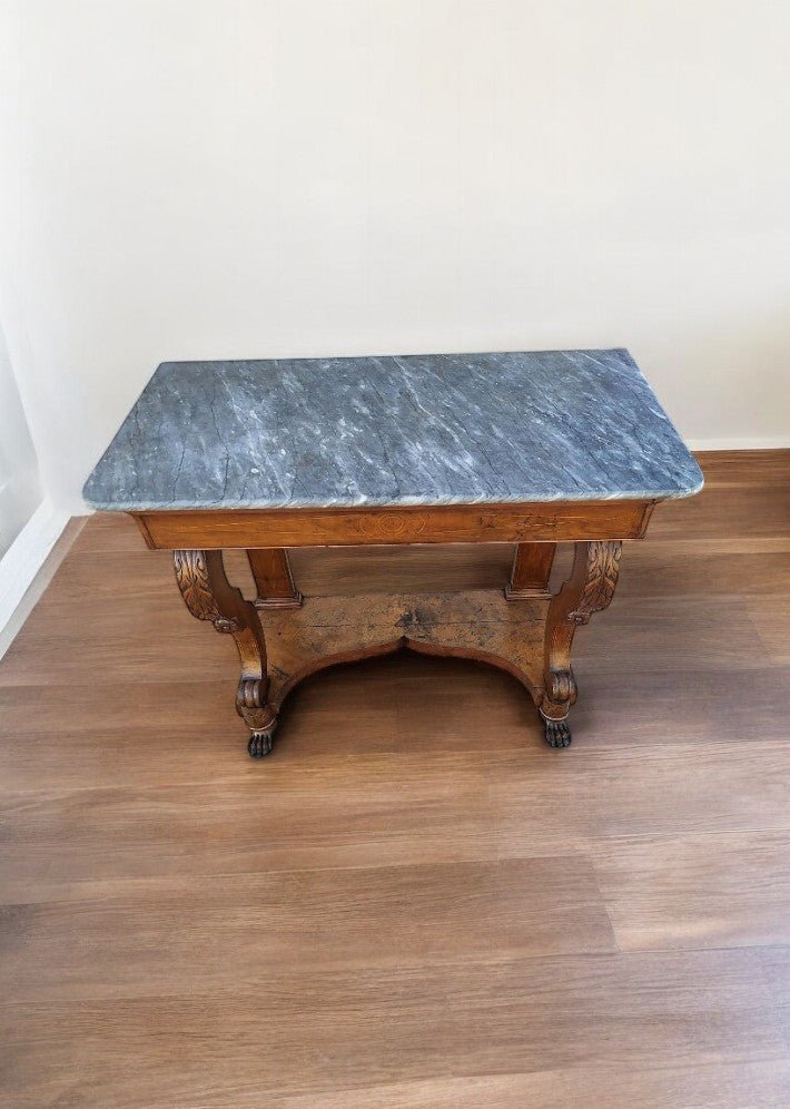 Console Restauration en Noyer avec Plateau en Marbre XIX ème siecle - Ethic Atelier
