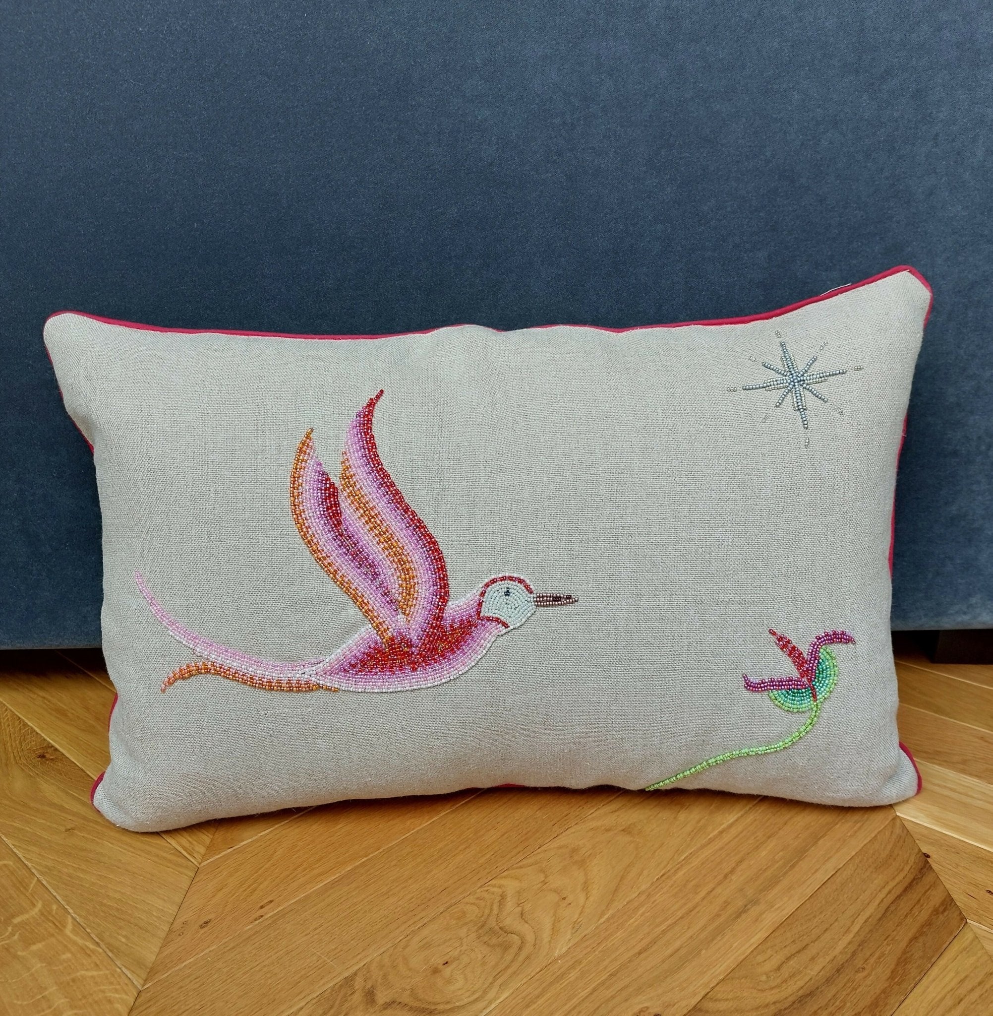 Coussin collection "Fleurs au clair de lune" l'Oiseau - Ethic Atelier