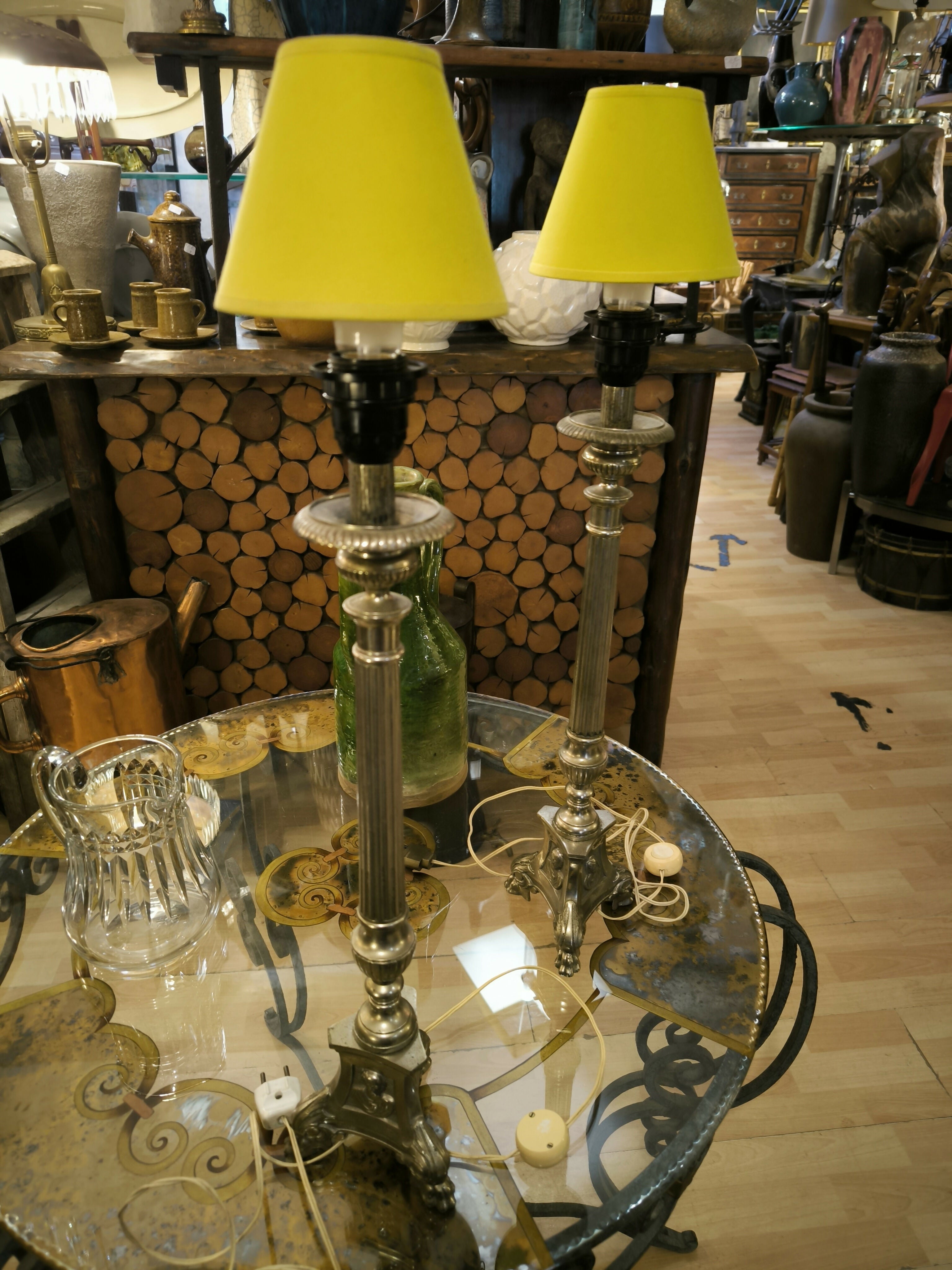 Paire de lampes en bronze nickelé début du XX siècle