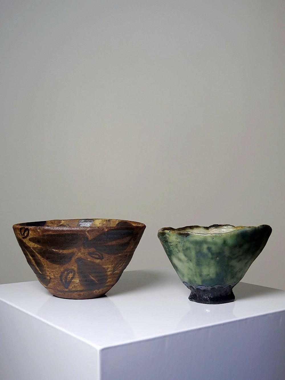 Duo de bols en céramique/grès artisanaux "Wabi - Sabi" dépareillés vintages - Ethic Atelier