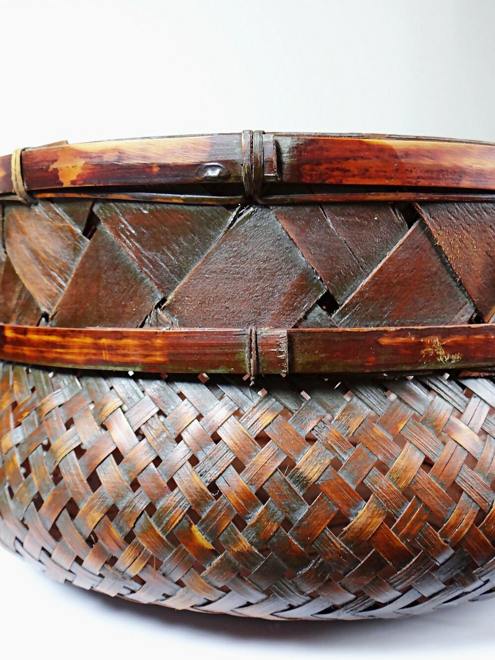 Duo de panières en bambou tressé Japonaises artisanales gigognes vintages - Ethic Atelier