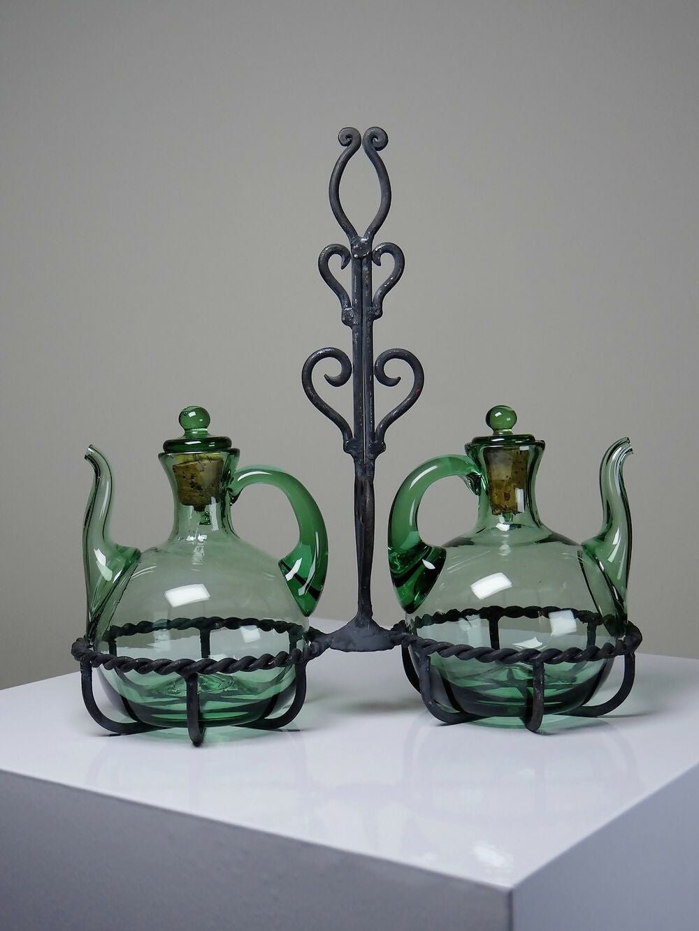 Duo Huilier & Vinaigrier verre soufflé vintage - Ethic Atelier