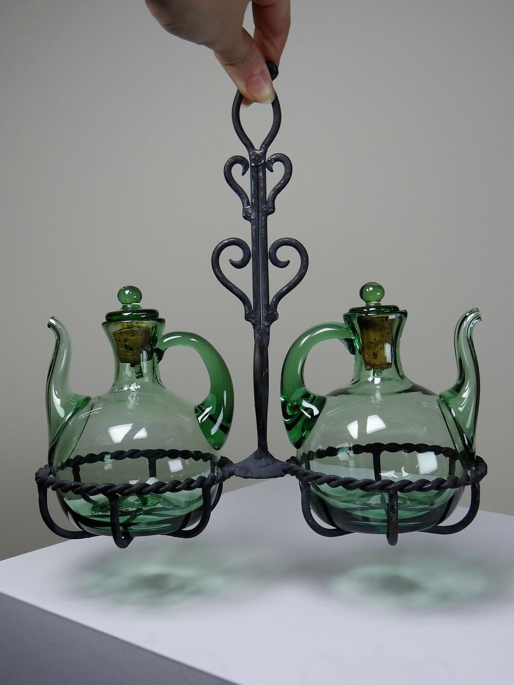 Duo Huilier & Vinaigrier verre soufflé vintage - Ethic Atelier