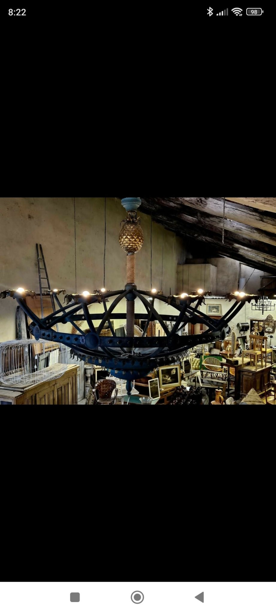 Énorme lustre en Acier à Patine Bronze du casino de Cassis 1980 - Ethic Atelier