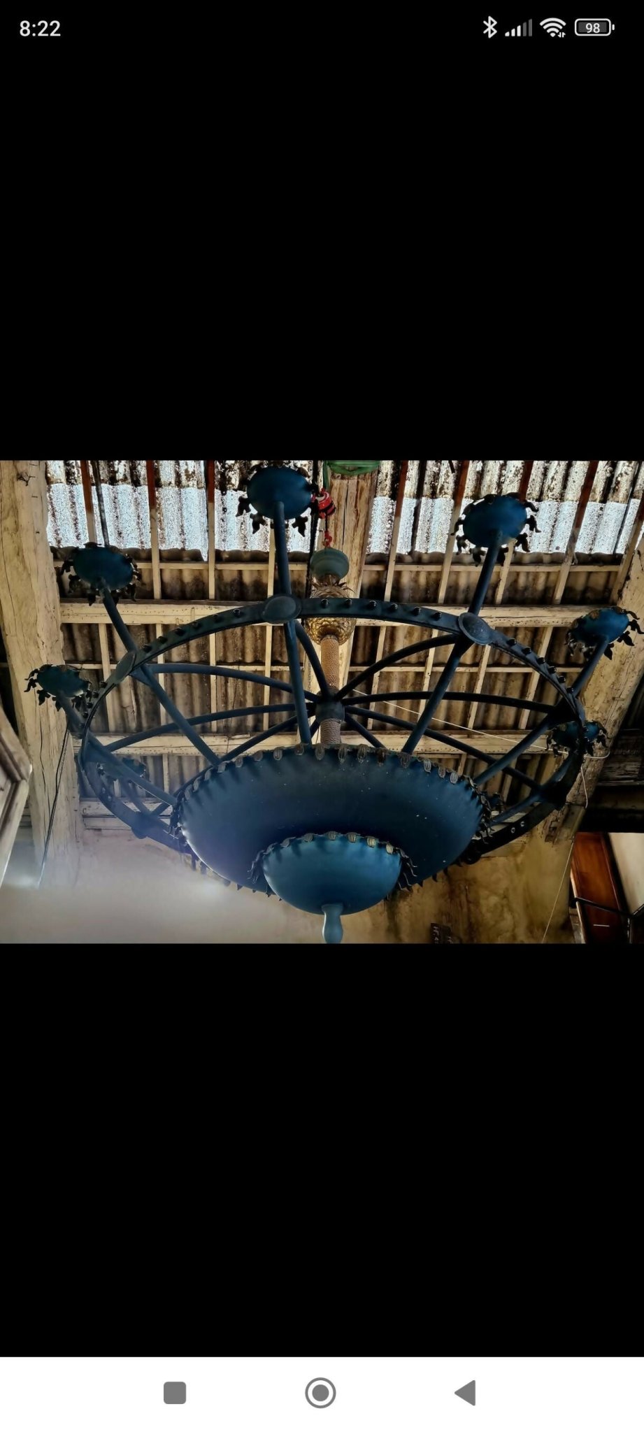 Énorme lustre en Acier à Patine Bronze du casino de Cassis 1980 - Ethic Atelier