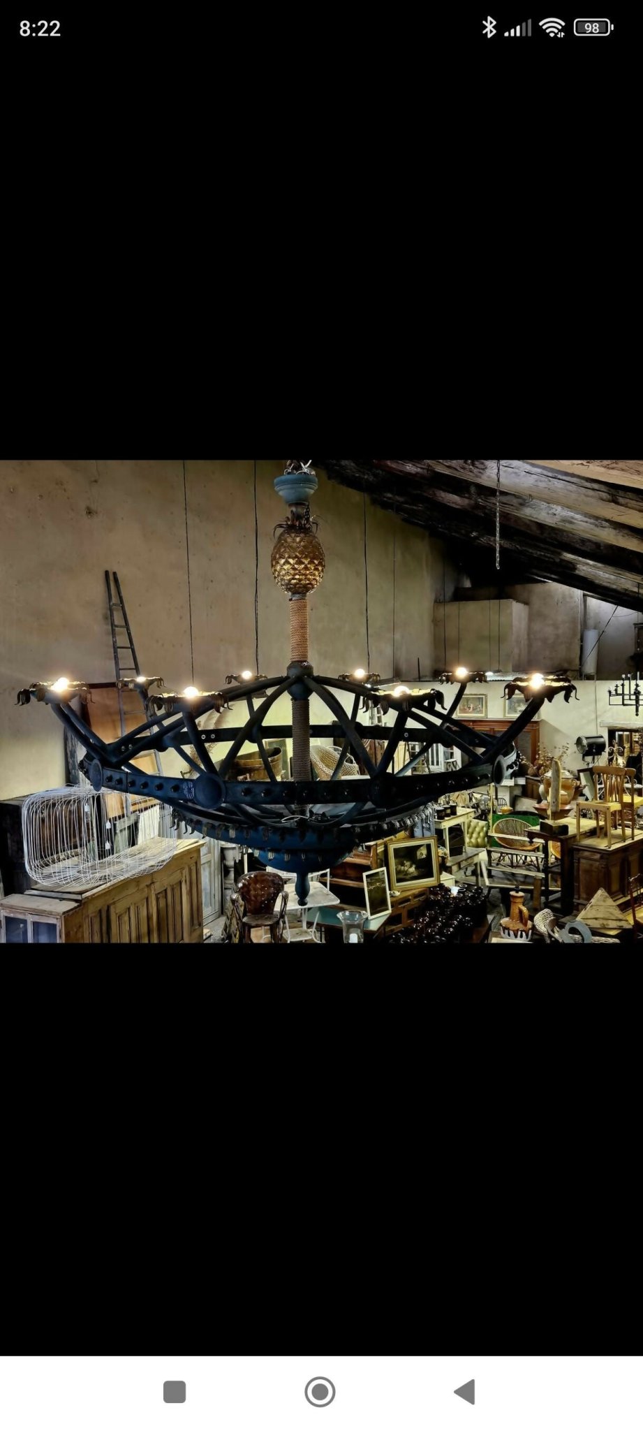 Énorme lustre en Acier à Patine Bronze du casino de Cassis 1980 - Ethic Atelier