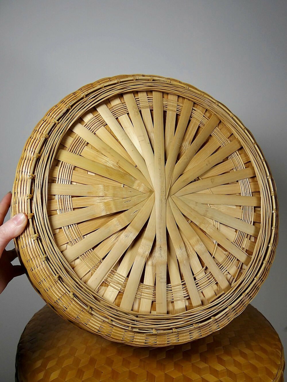 Ensembles de 4 boîtes gigognes en bambou tressé artisanat asiatique vintage 70" - Ethic Atelier