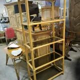 Étagère bibliothèque en bambou et verre fumé vers 1970 - Ethic Atelier